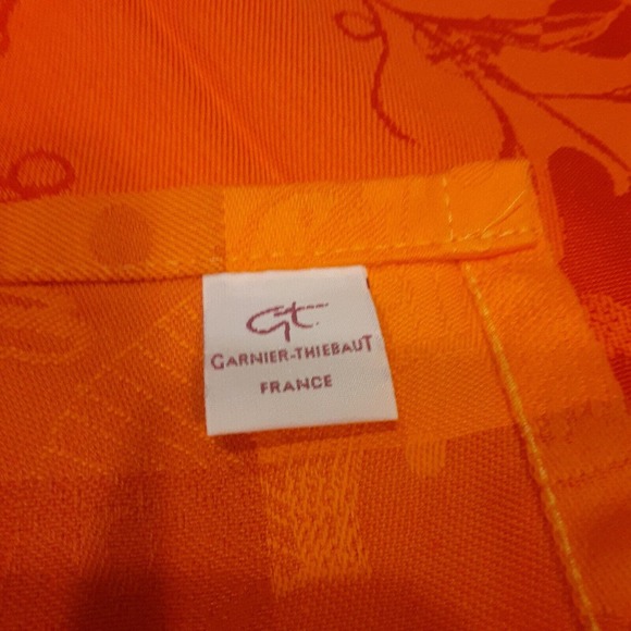 Garnier Thiebaut France Damask Jacquard Napkin replacements Orange x 3 - Picture 4 of 10